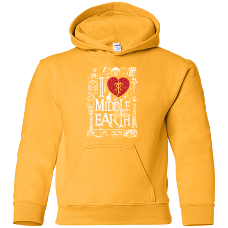 Sweatshirts Gold / YS I Love Middle Earth Youth Hoodie