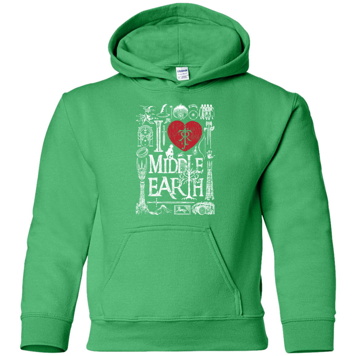 Sweatshirts Irish Green / YS I Love Middle Earth Youth Hoodie