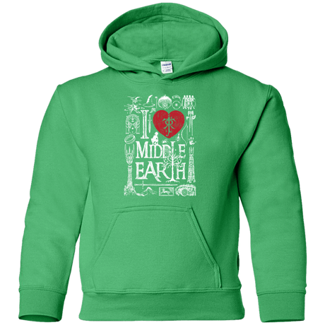 Sweatshirts Irish Green / YS I Love Middle Earth Youth Hoodie