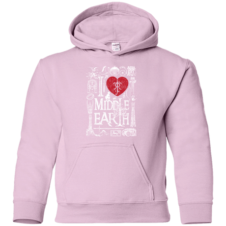 Sweatshirts Light Pink / YS I Love Middle Earth Youth Hoodie