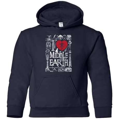 Sweatshirts Navy / YS I Love Middle Earth Youth Hoodie