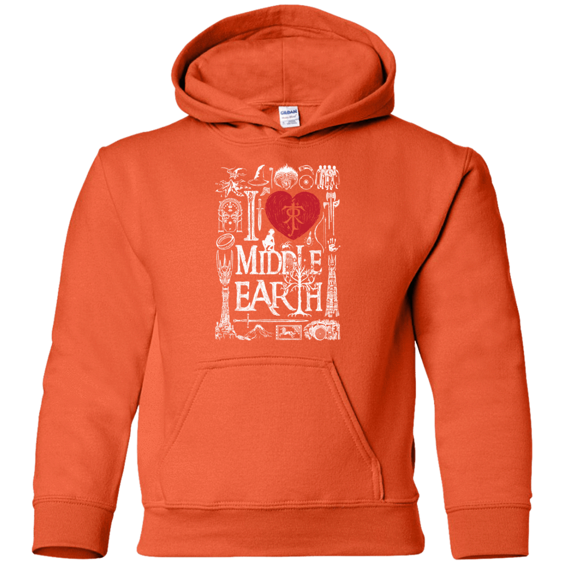 Sweatshirts Orange / YS I Love Middle Earth Youth Hoodie