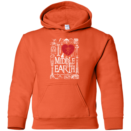Sweatshirts Orange / YS I Love Middle Earth Youth Hoodie
