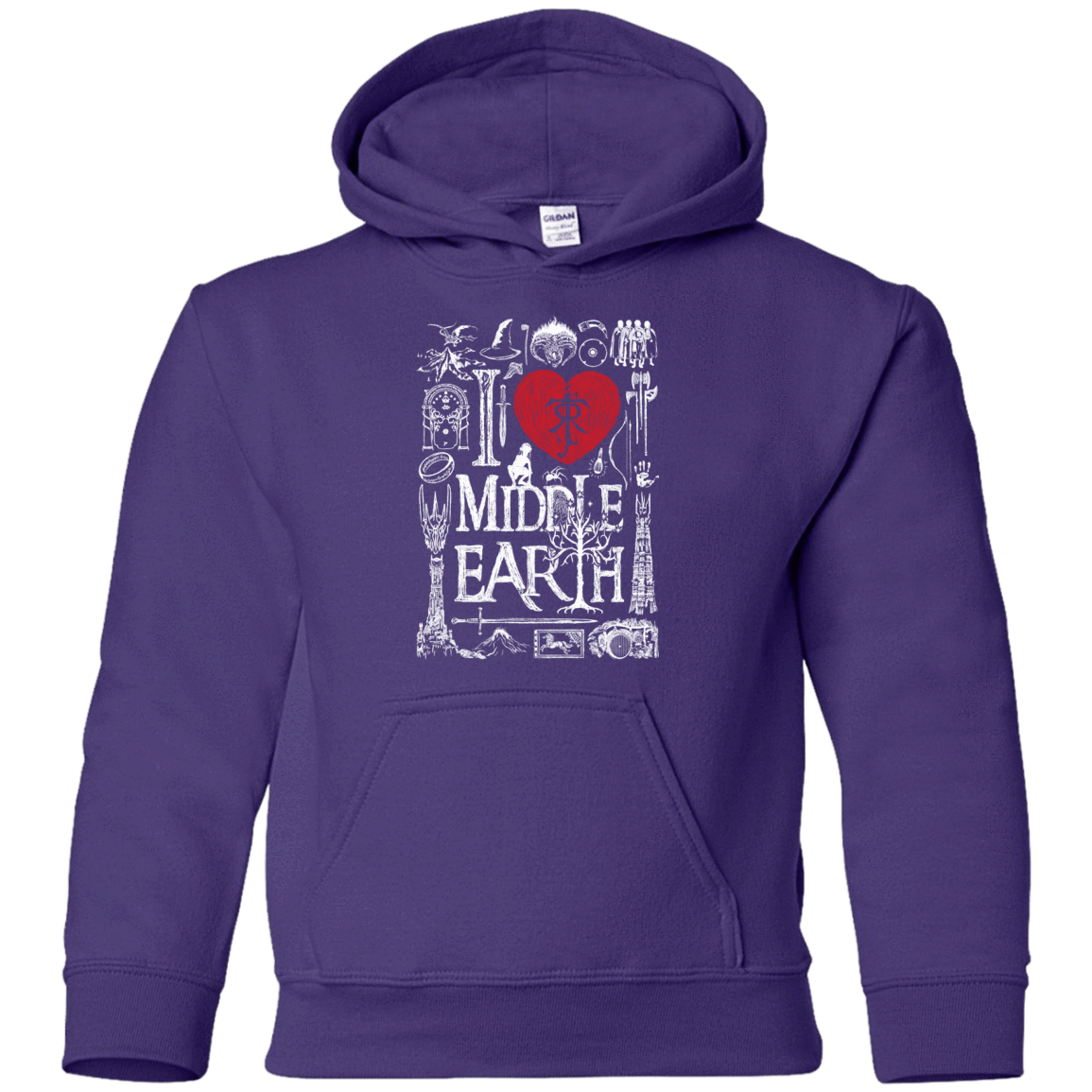 Sweatshirts Purple / YS I Love Middle Earth Youth Hoodie