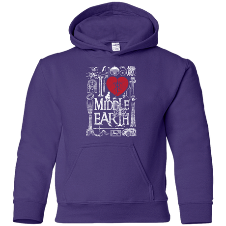 Sweatshirts Purple / YS I Love Middle Earth Youth Hoodie