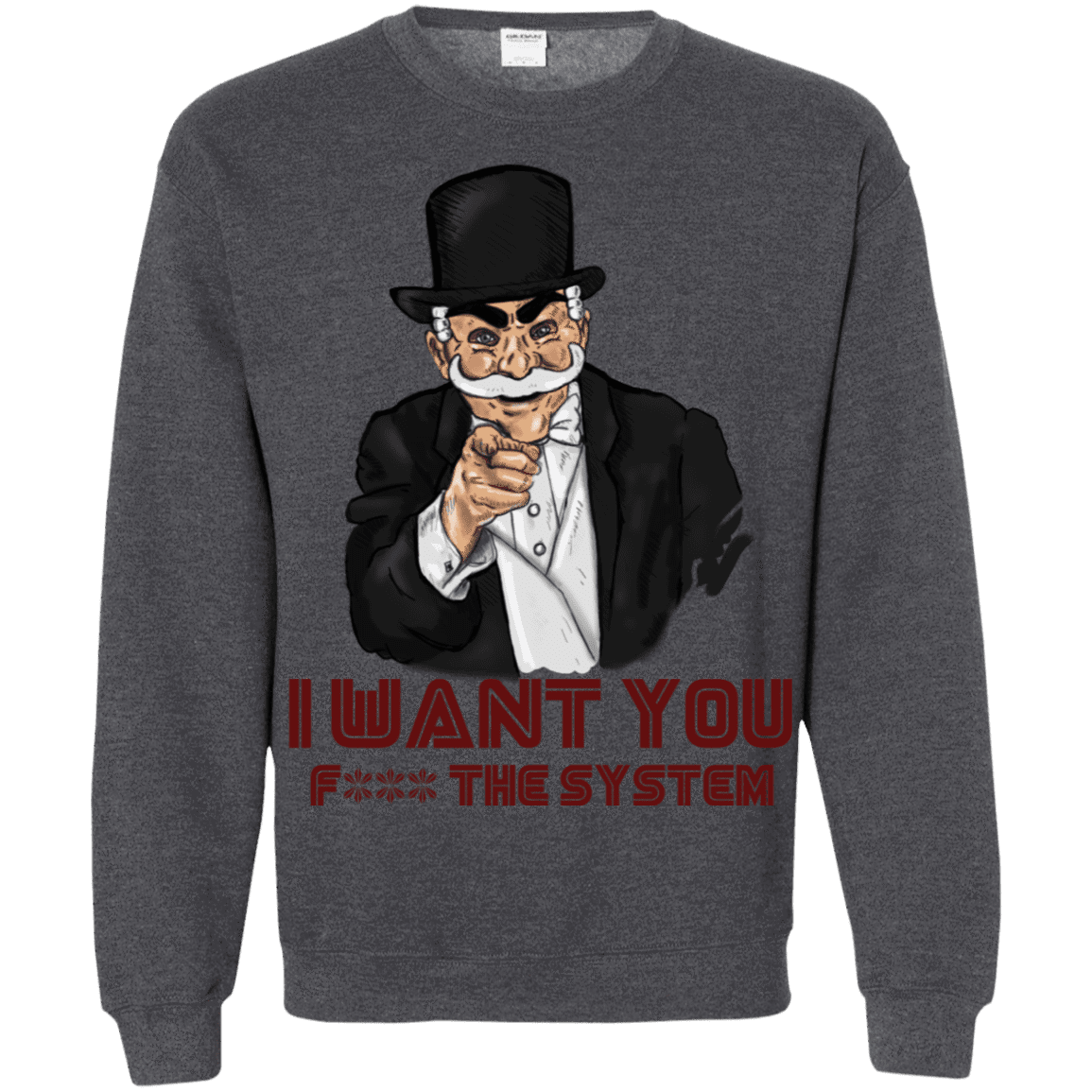 Sweatshirts Dark Heather / S i want you f3ck the system Crewneck Sweatshirt