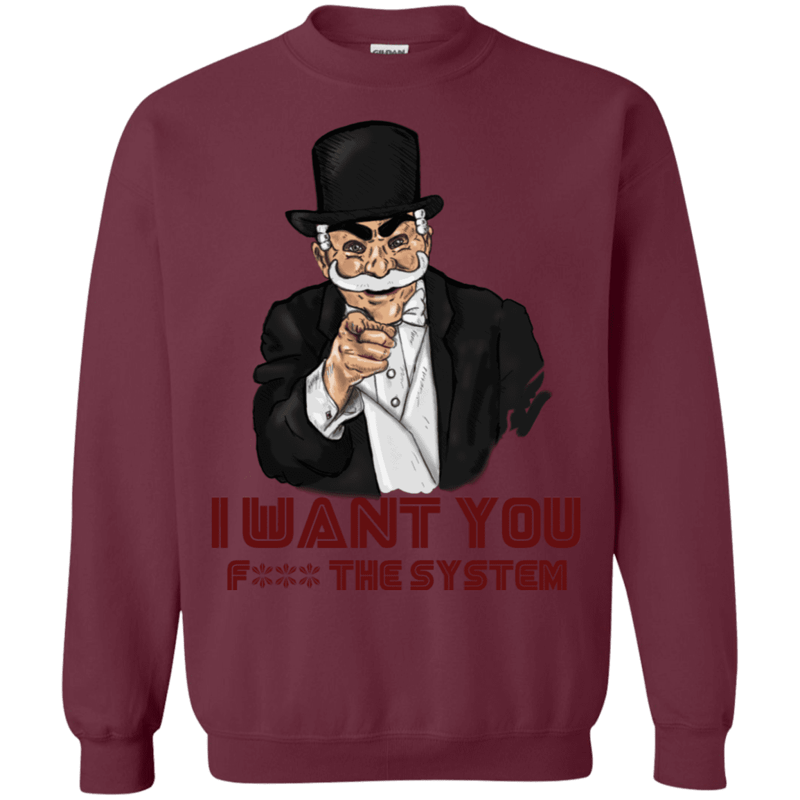 Sweatshirts Maroon / S i want you f3ck the system Crewneck Sweatshirt