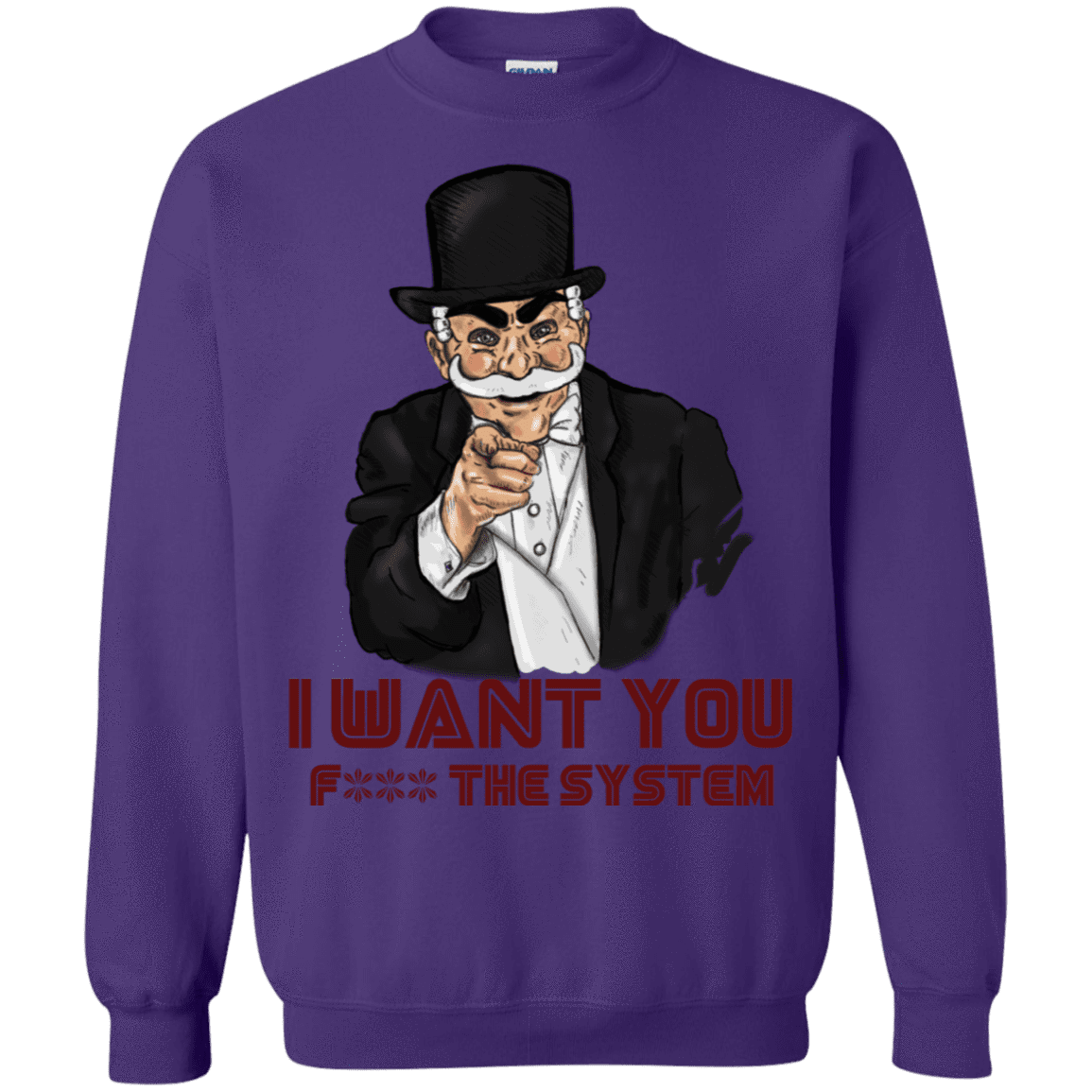 Sweatshirts Purple / S i want you f3ck the system Crewneck Sweatshirt