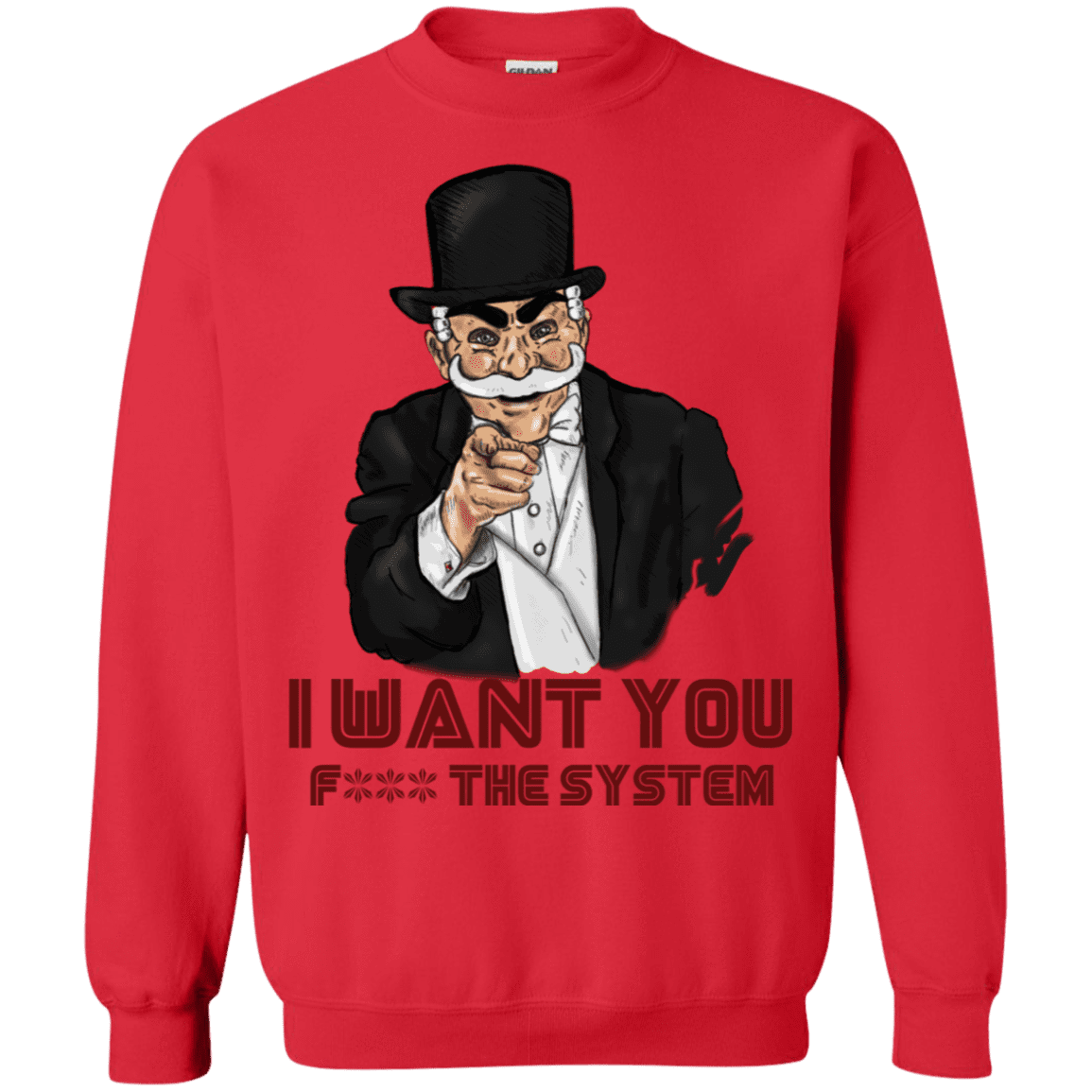 Sweatshirts Red / S i want you f3ck the system Crewneck Sweatshirt