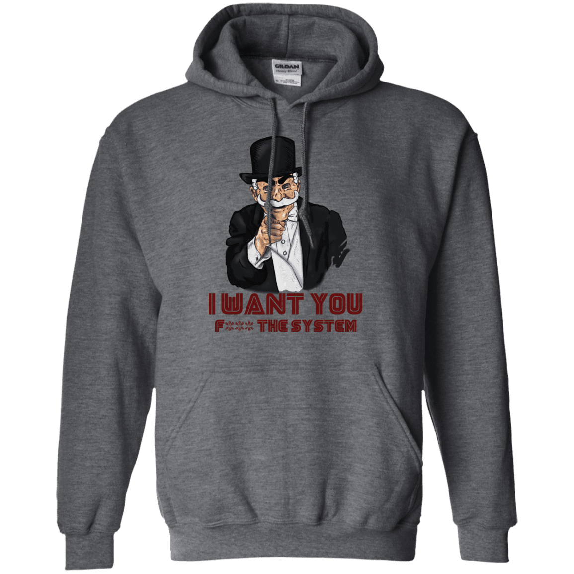 Sweatshirts Dark Heather / S i want you f3ck the system Pullover Hoodie