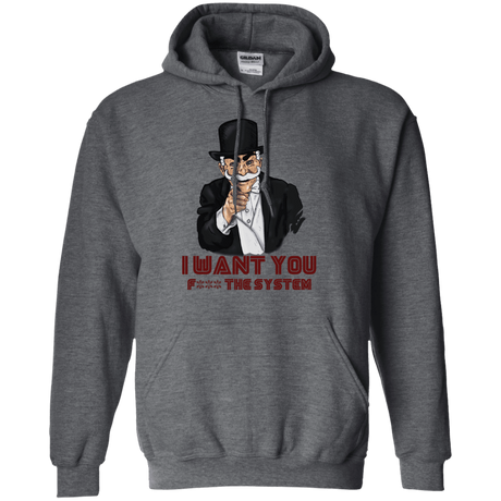 Sweatshirts Dark Heather / S i want you f3ck the system Pullover Hoodie