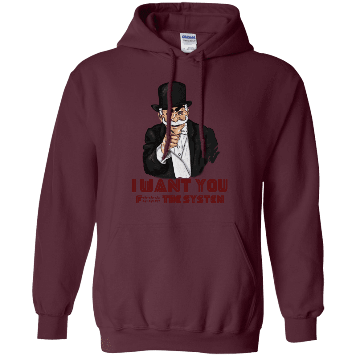 Sweatshirts Maroon / S i want you f3ck the system Pullover Hoodie