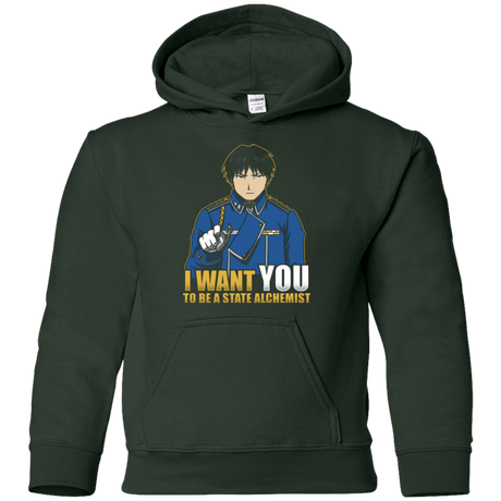 Sweatshirts Forest Green / YS I Want You To Be A State Alchemist Youth Hoodie