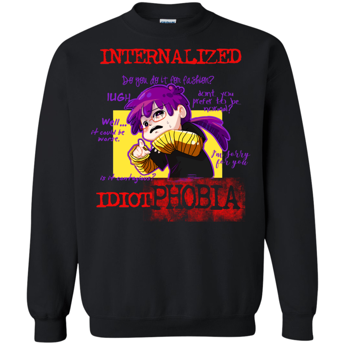 Sweatshirts Black / Small Idiot phobia Crewneck Sweatshirt