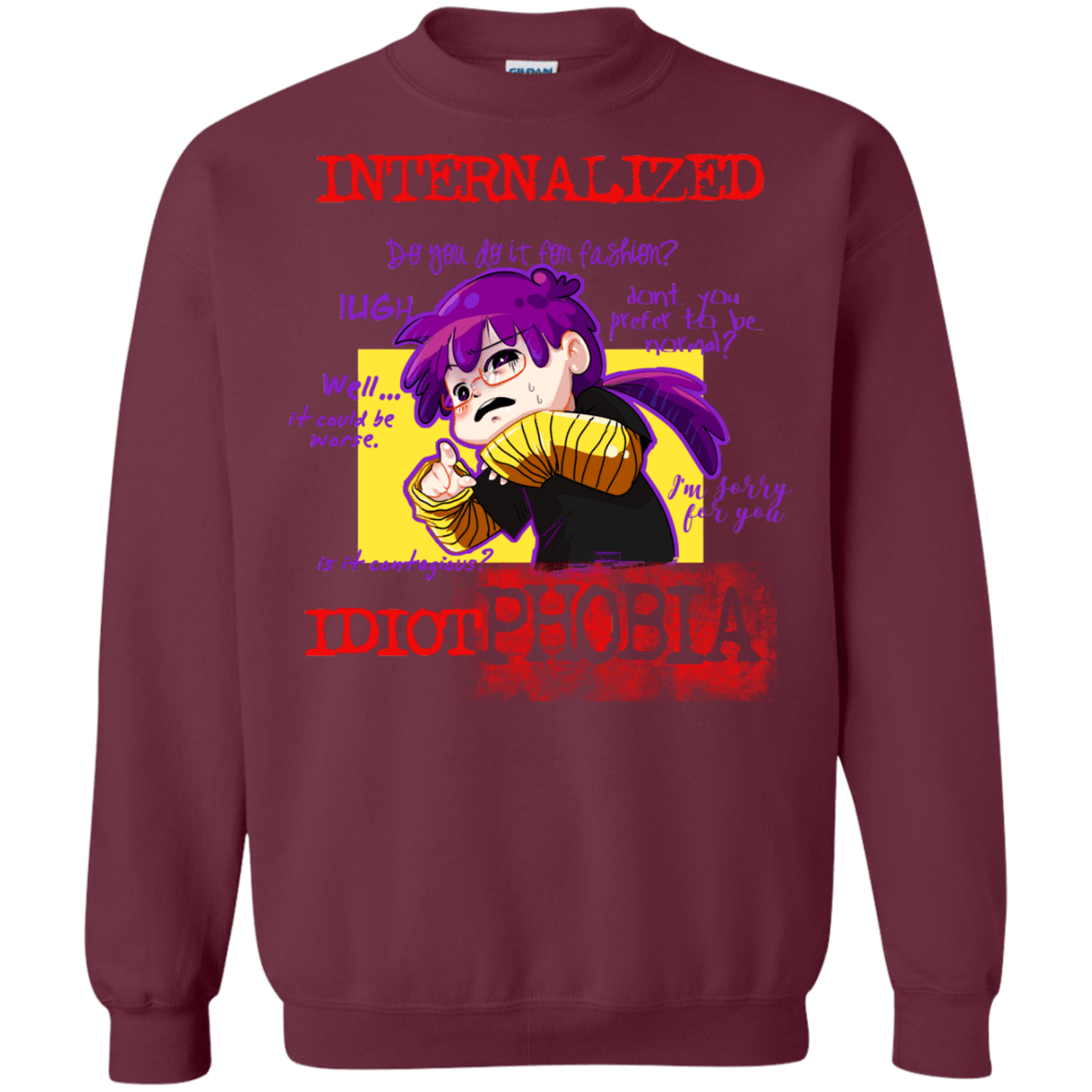 Sweatshirts Maroon / Small Idiot phobia Crewneck Sweatshirt