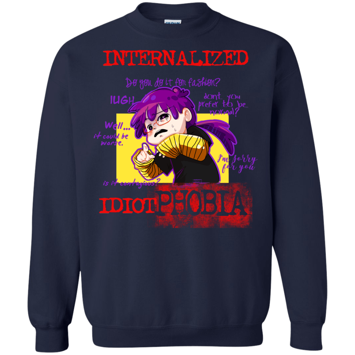 Sweatshirts Navy / Small Idiot phobia Crewneck Sweatshirt