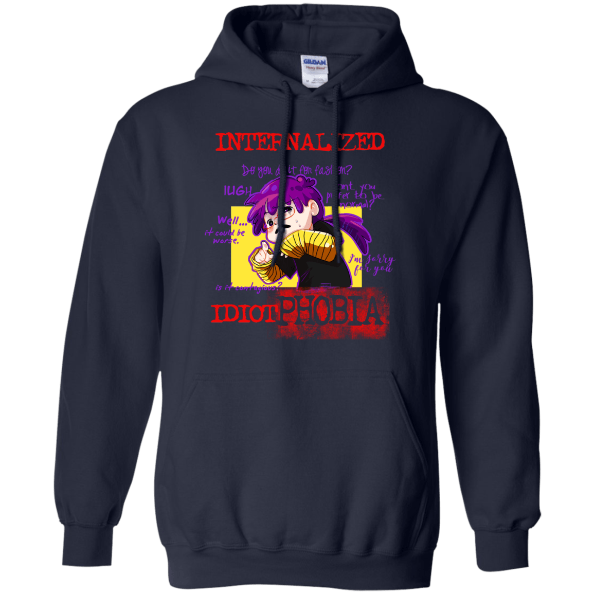 Sweatshirts Navy / Small Idiot phobia Pullover Hoodie