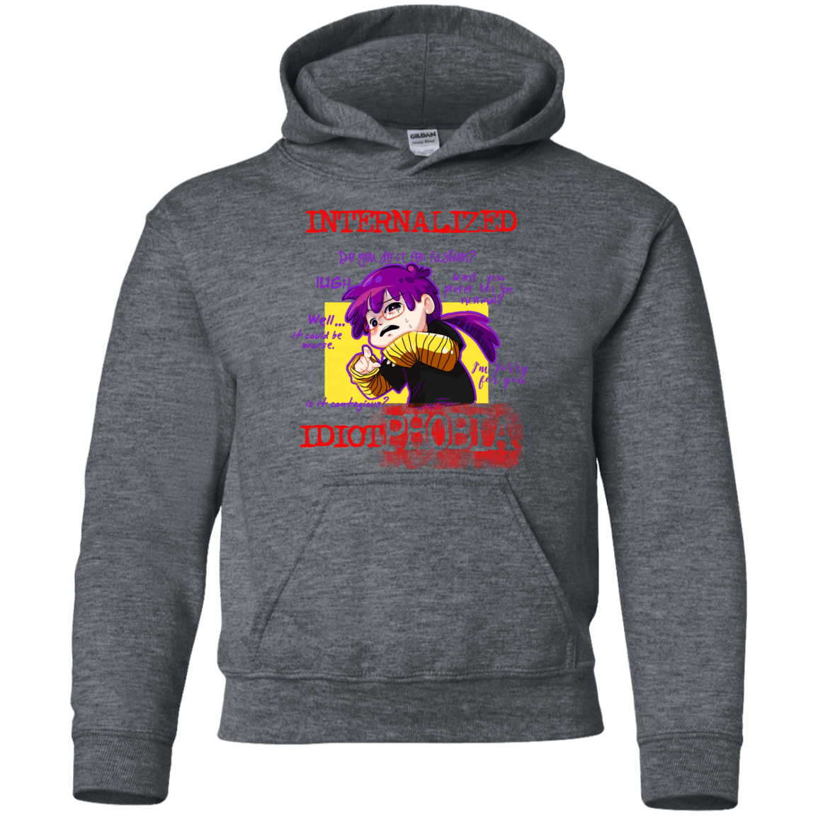 Sweatshirts Dark Heather / YS Idiot phobia Youth Hoodie