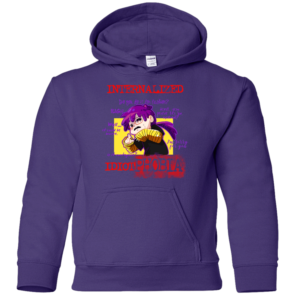 Sweatshirts Purple / YS Idiot phobia Youth Hoodie