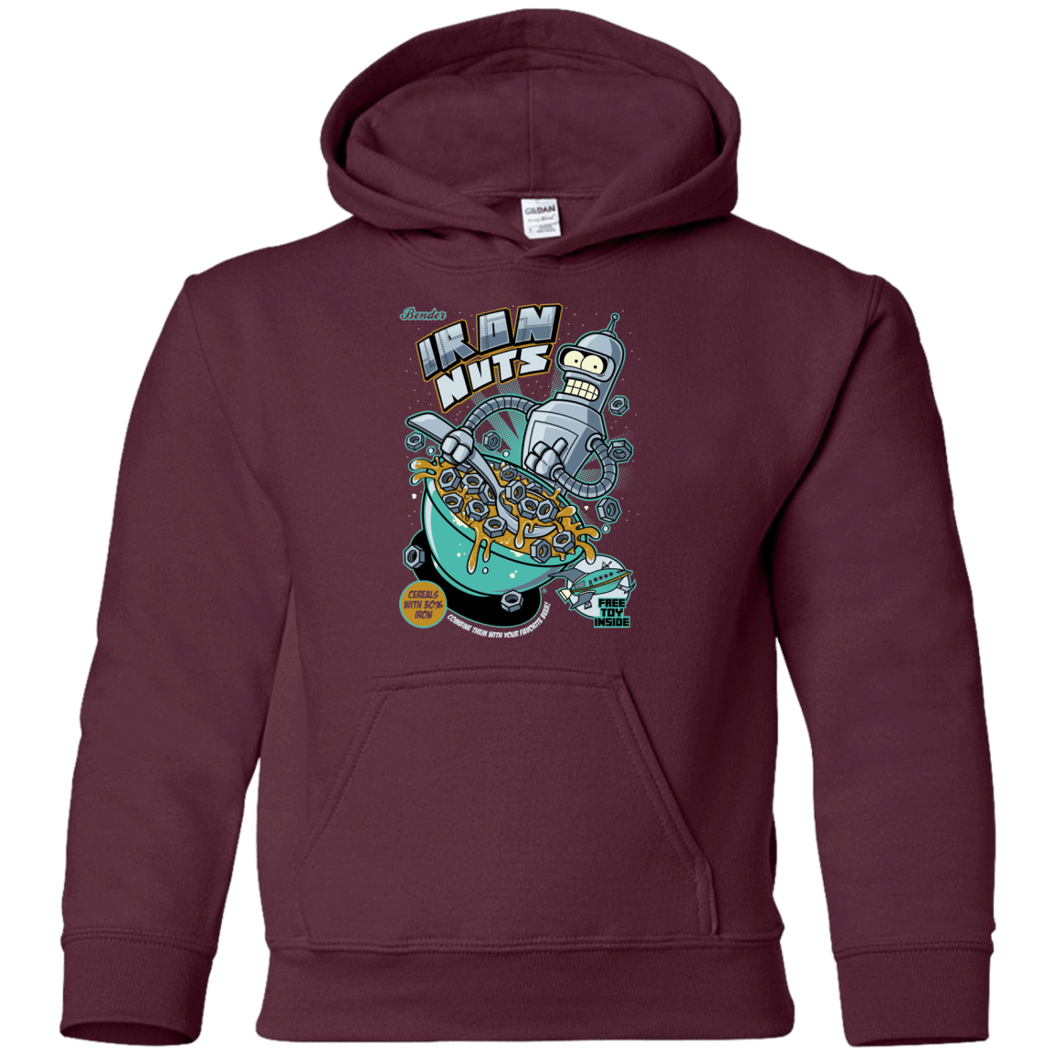 Sweatshirts Maroon / YS Iron Nuts Youth Hoodie