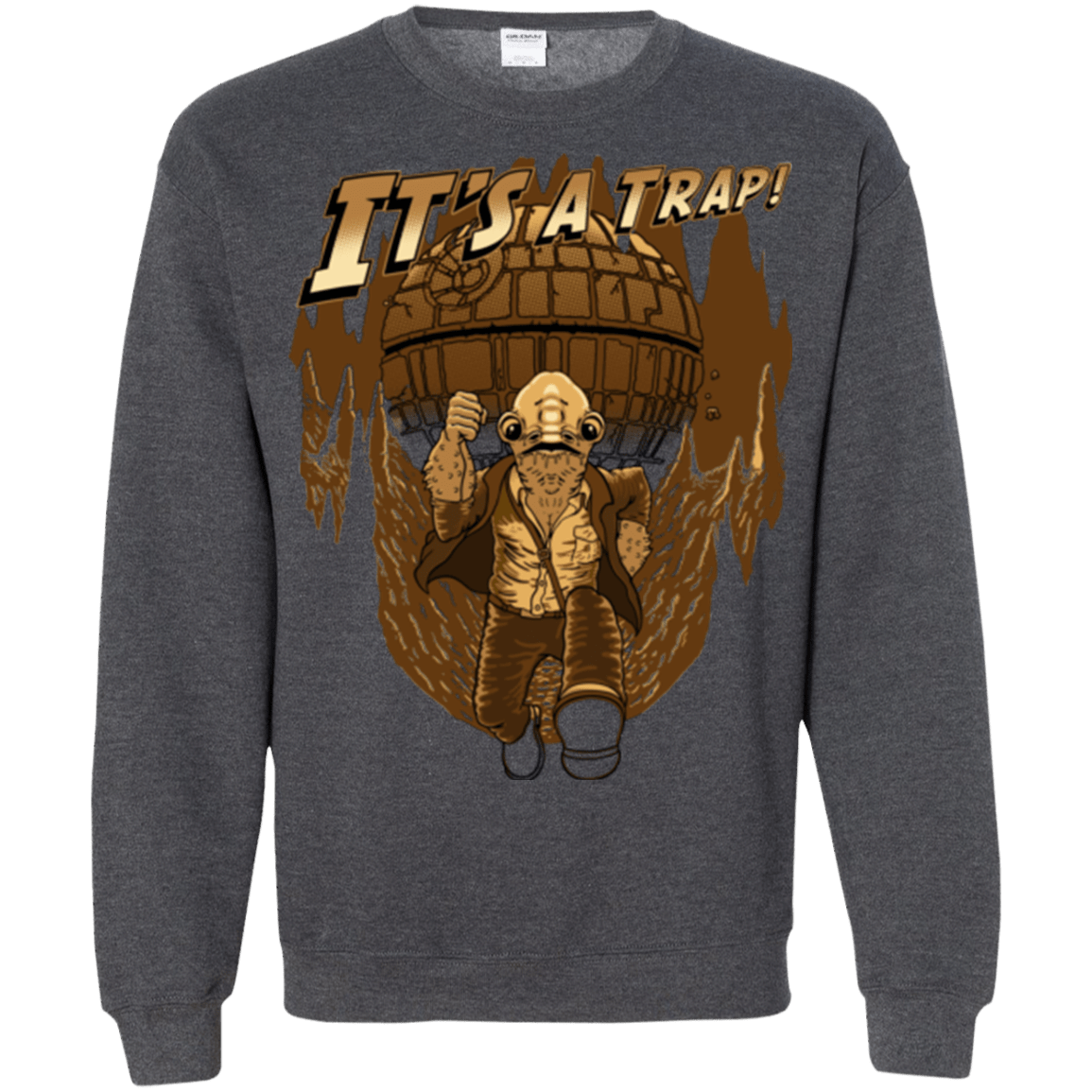 Sweatshirts Dark Heather / Small It's a trap!! Crewneck Sweatshirt