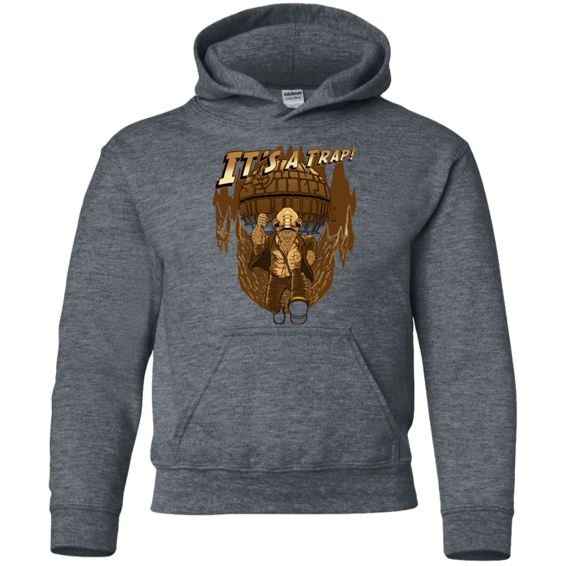 Sweatshirts Dark Heather / YS It's a trap!! Youth Hoodie