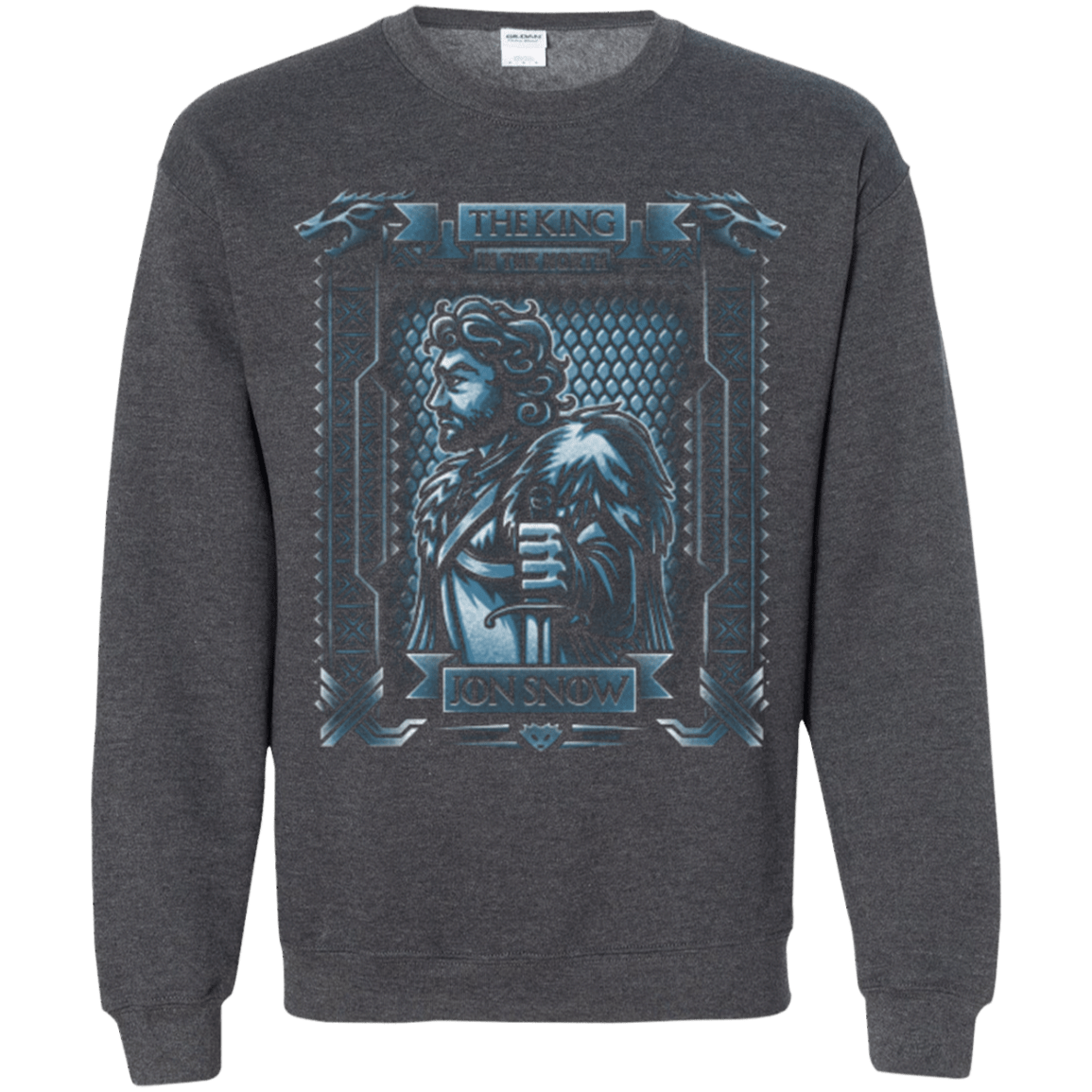 Sweatshirts Dark Heather / Small Jon Snow King in the North Crewneck Sweatshirt