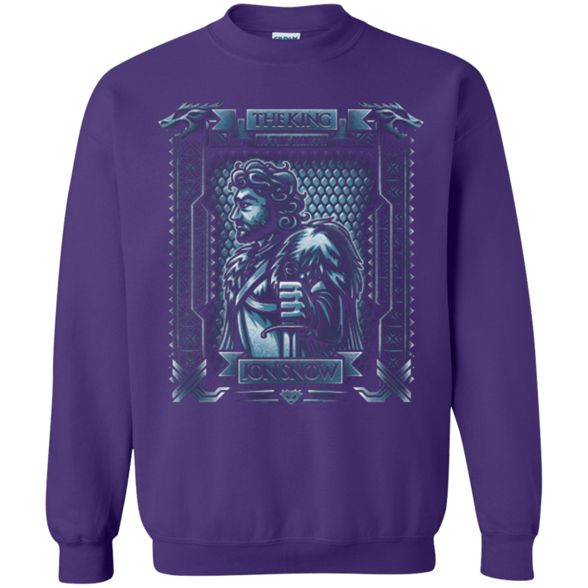 Sweatshirts Purple / Small Jon Snow King in the North Crewneck Sweatshirt