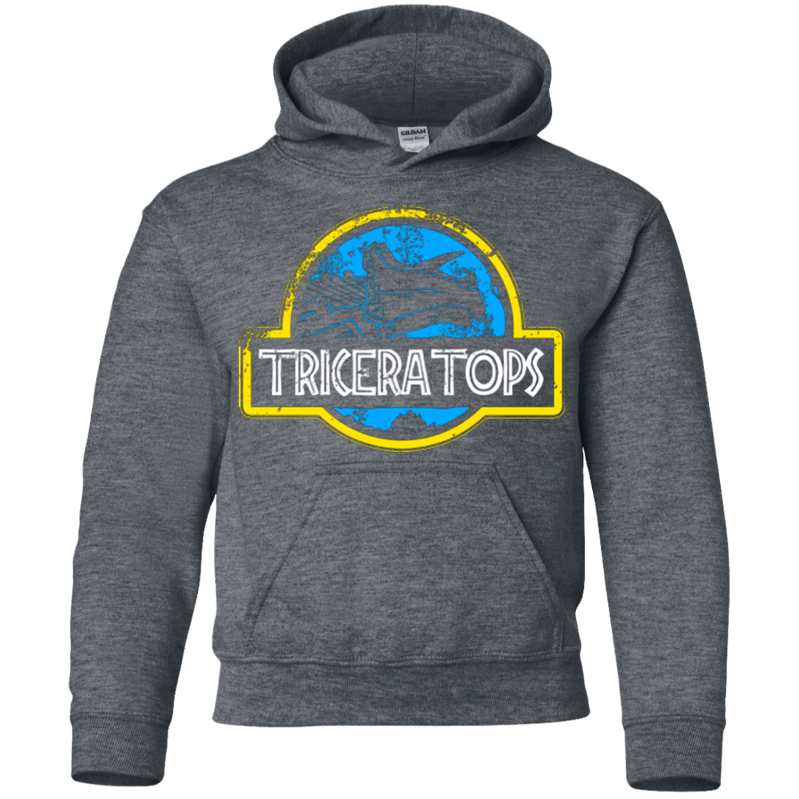 Sweatshirts Dark Heather / YS Jurassic Power Blue Youth Hoodie