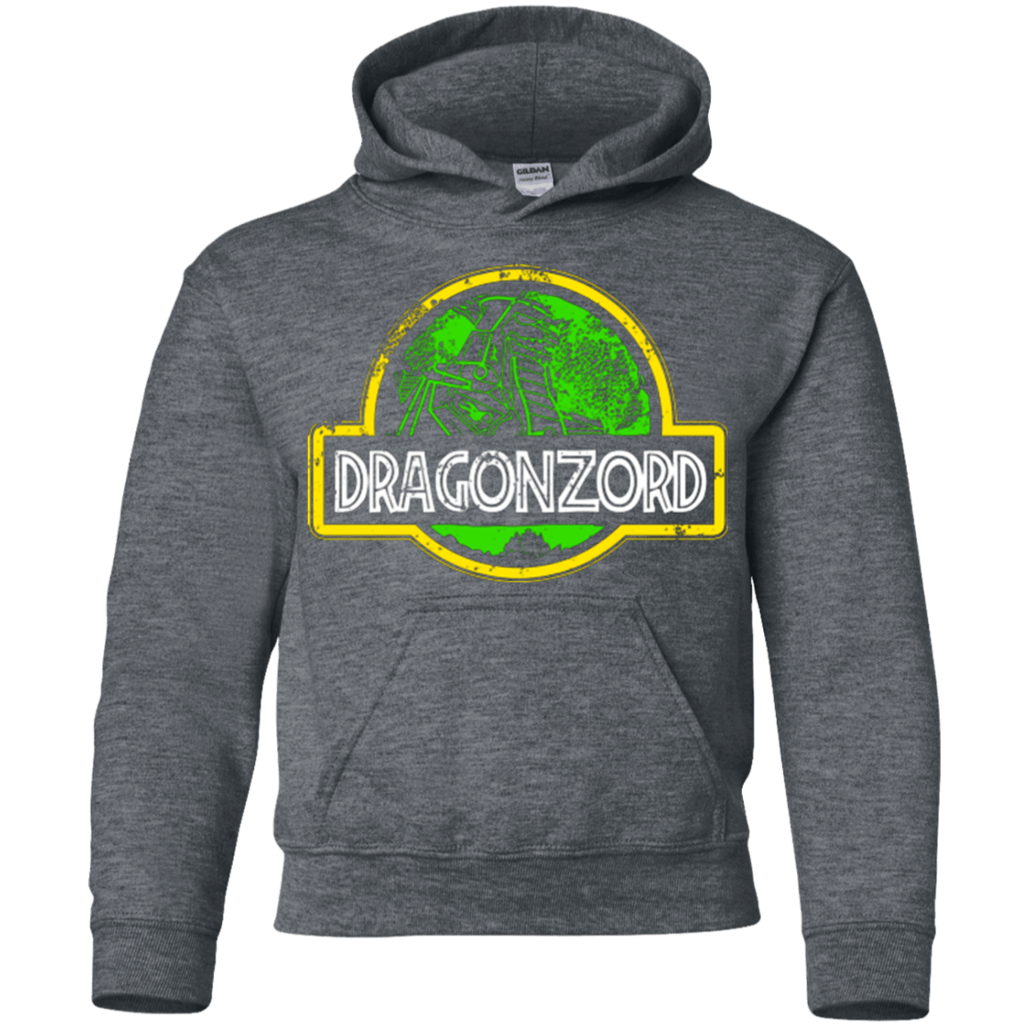 Sweatshirts Dark Heather / YS Jurassic Power Green Youth Hoodie