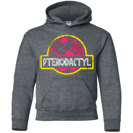 Sweatshirts Dark Heather / YS Jurassic Power Pink Youth Hoodie