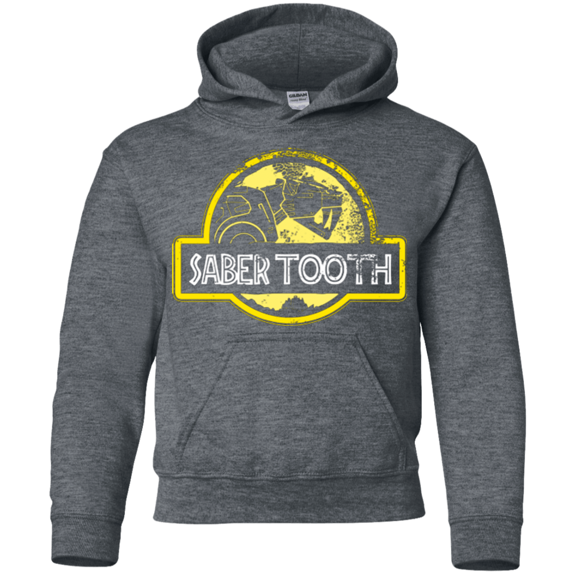Sweatshirts Dark Heather / YS Jurassic Power Yellow Youth Hoodie