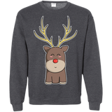 Sweatshirts Dark Heather / S Kawaii Christmas Reindeer Crewneck Sweatshirt