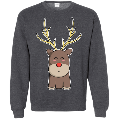 Sweatshirts Dark Heather / S Kawaii Christmas Reindeer Crewneck Sweatshirt