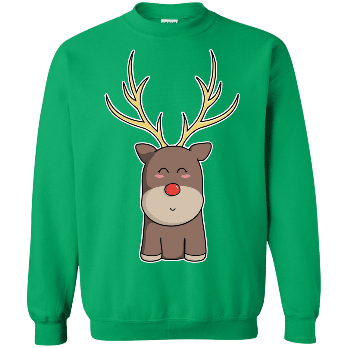 Sweatshirts Irish Green / S Kawaii Christmas Reindeer Crewneck Sweatshirt