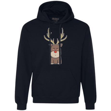 Sweatshirts Navy / S Kawaii Christmas Reindeer Premium Fleece Hoodie