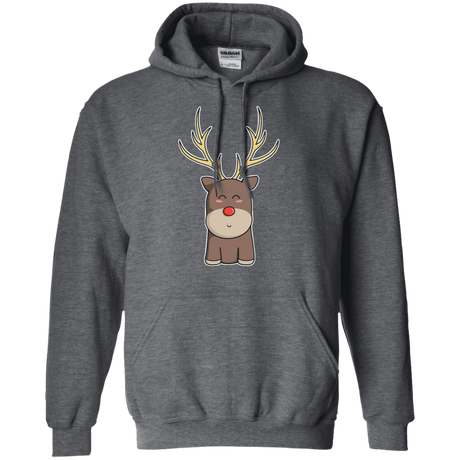 Sweatshirts Dark Heather / S Kawaii Christmas Reindeer Pullover Hoodie