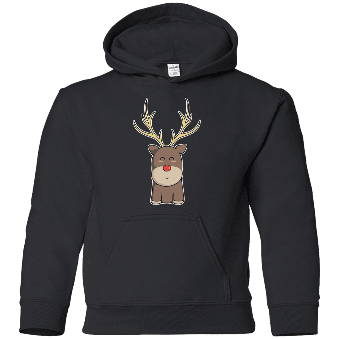 Sweatshirts Black / YS Kawaii Christmas Reindeer Youth Hoodie