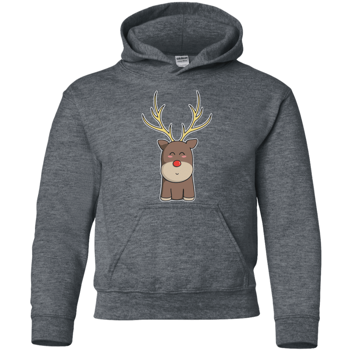 Sweatshirts Dark Heather / YS Kawaii Christmas Reindeer Youth Hoodie