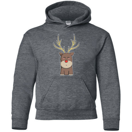 Sweatshirts Dark Heather / YS Kawaii Christmas Reindeer Youth Hoodie