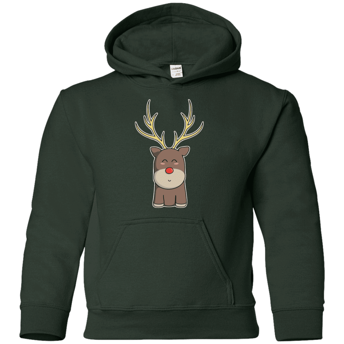 Sweatshirts Forest Green / YS Kawaii Christmas Reindeer Youth Hoodie