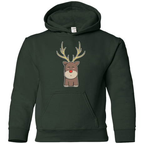 Sweatshirts Forest Green / YS Kawaii Christmas Reindeer Youth Hoodie