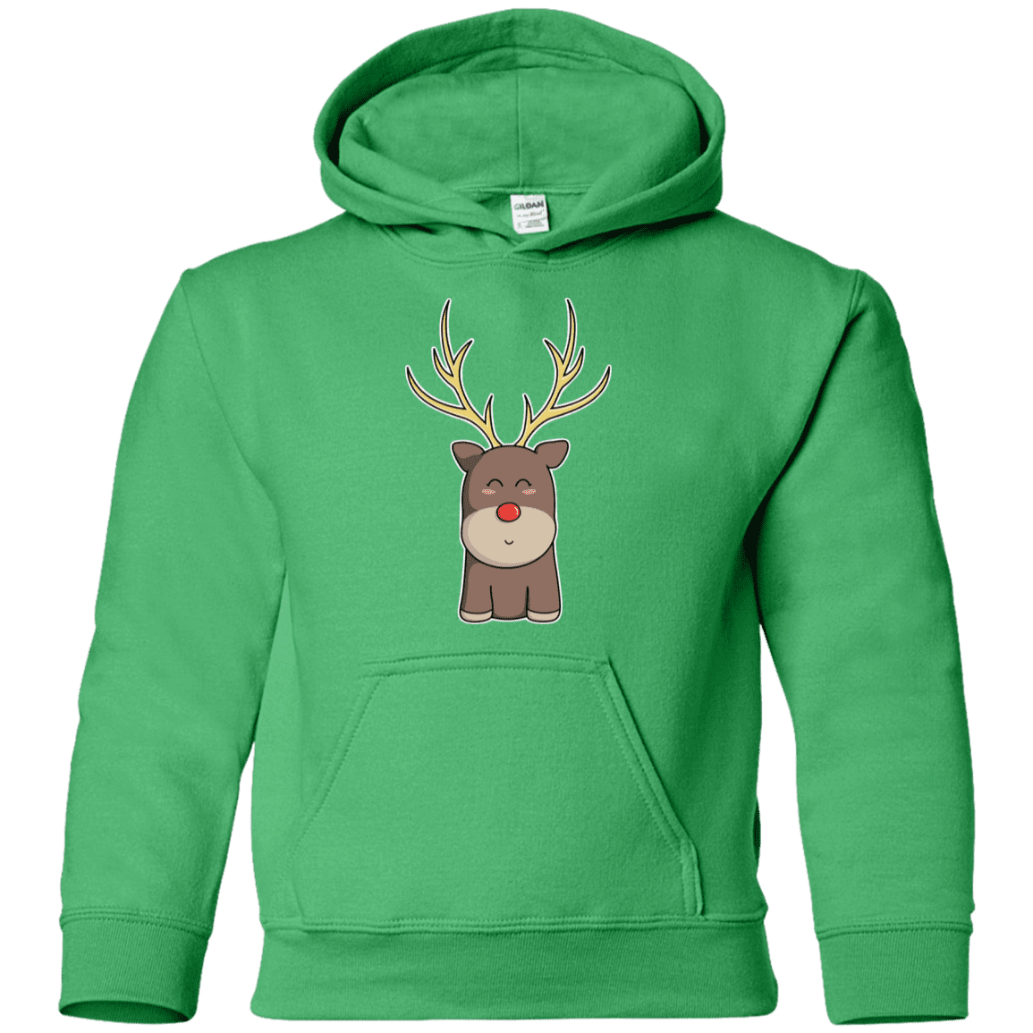 Sweatshirts Irish Green / YS Kawaii Christmas Reindeer Youth Hoodie