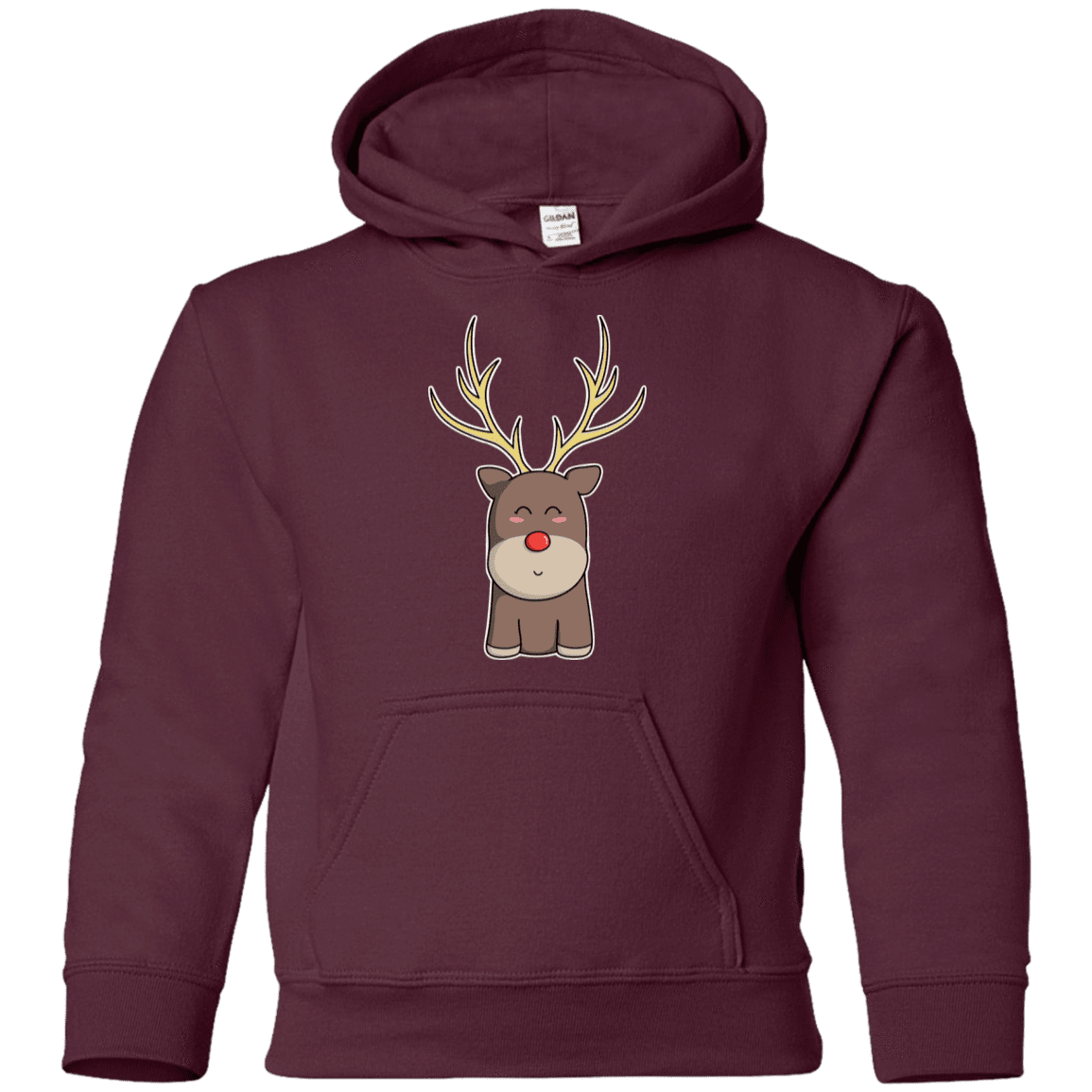 Sweatshirts Maroon / YS Kawaii Christmas Reindeer Youth Hoodie