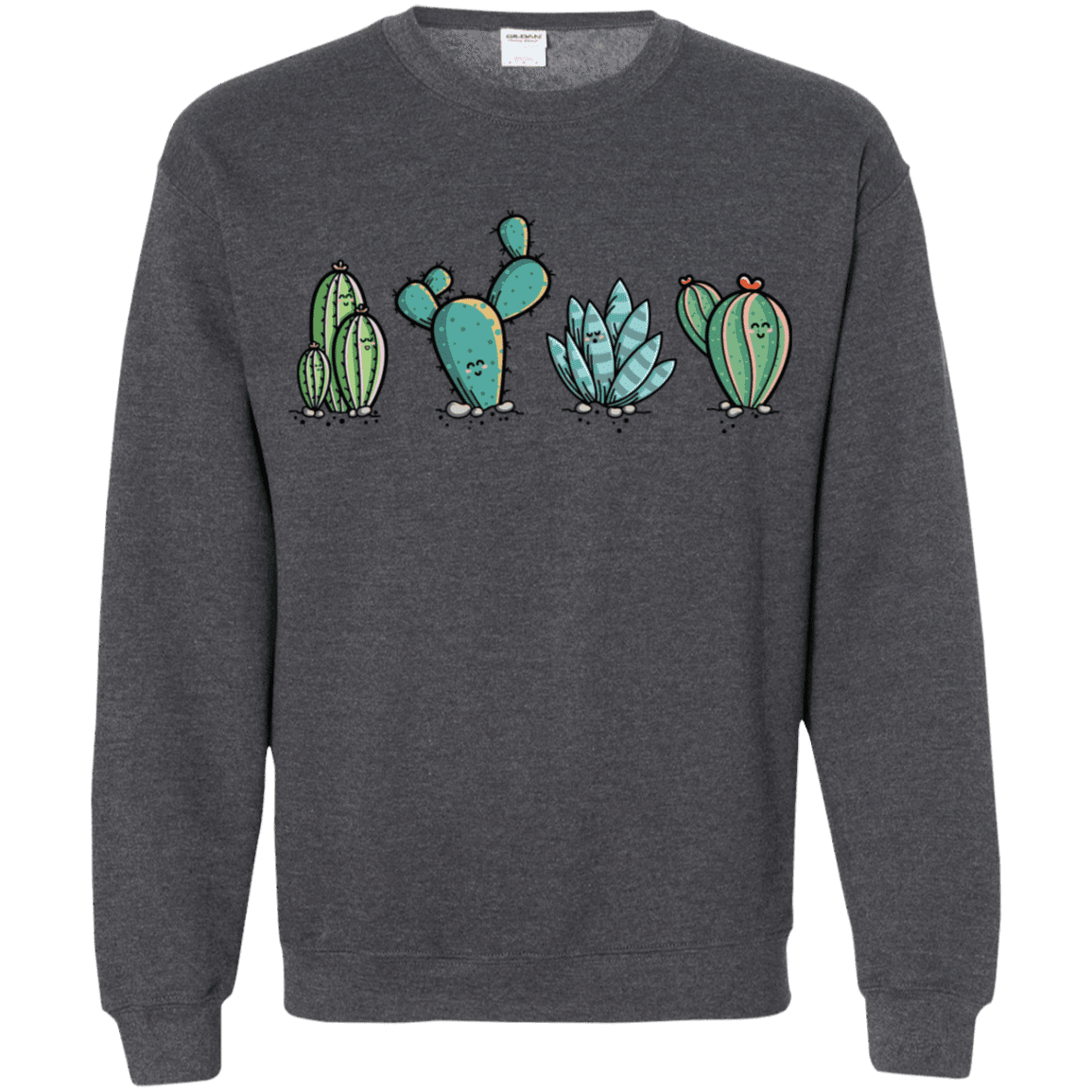 Sweatshirts Dark Heather / S Kawaii Cute Cactus Plants Crewneck Sweatshirt