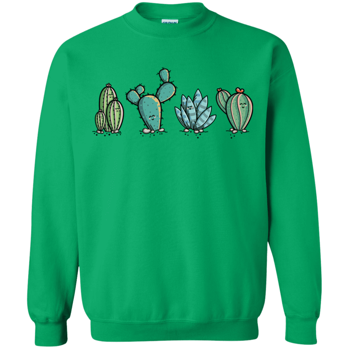 Sweatshirts Irish Green / S Kawaii Cute Cactus Plants Crewneck Sweatshirt