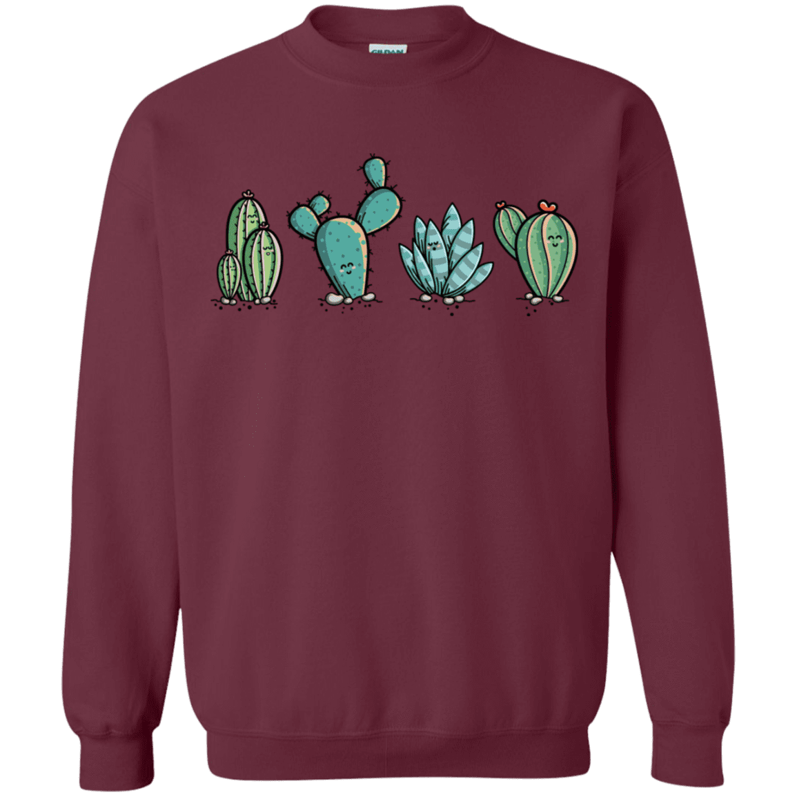 Sweatshirts Maroon / S Kawaii Cute Cactus Plants Crewneck Sweatshirt