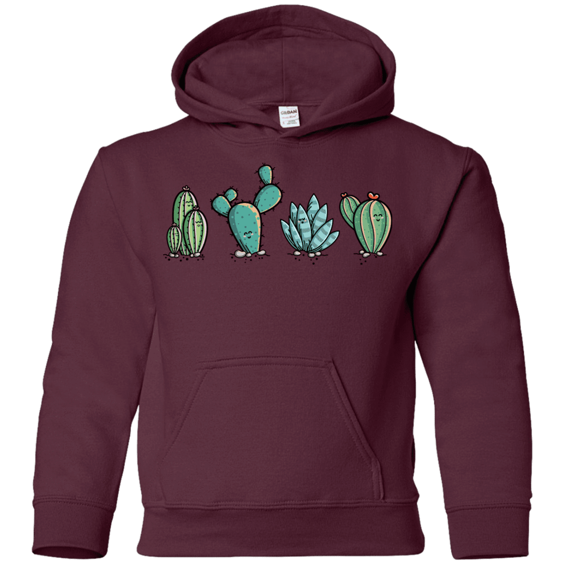 Sweatshirts Maroon / YS Kawaii Cute Cactus Plants Youth Hoodie