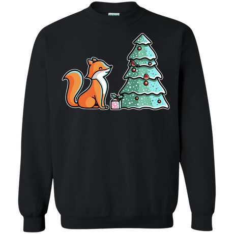 Sweatshirts Black / S Kawaii Cute Christmas Fox Crewneck Sweatshirt