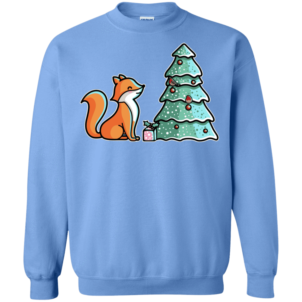 Sweatshirts Carolina Blue / S Kawaii Cute Christmas Fox Crewneck Sweatshirt
